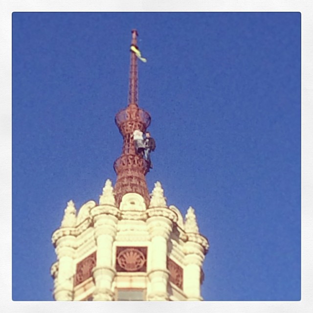 Instagram: Climbing our building #euromaidan