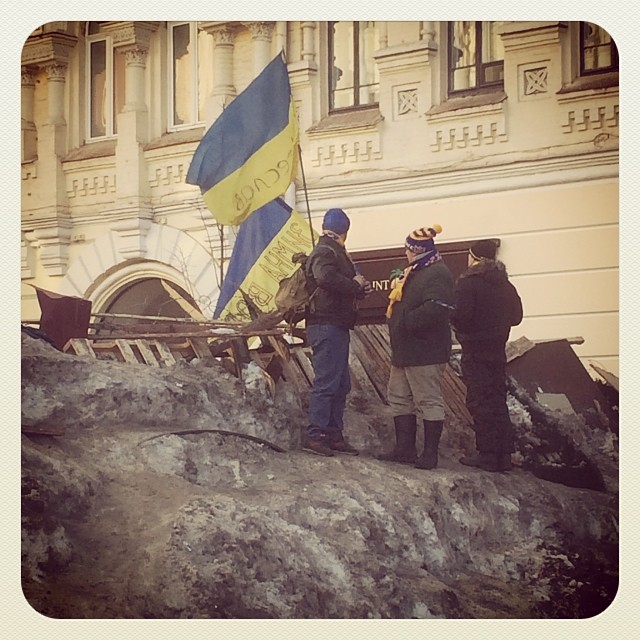 Instagram: Reinforced barricade by our apartment #euromaidan