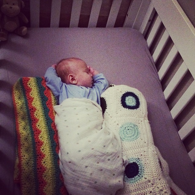 Instagram: Woo! Sleeping in his crib!