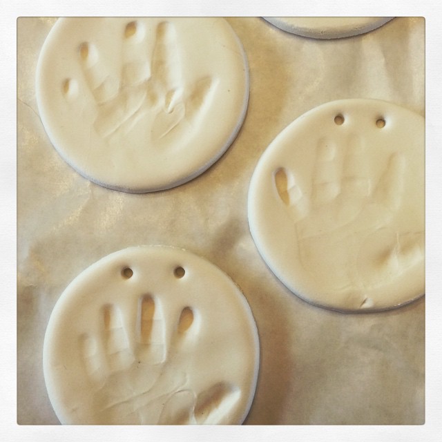 Instagram: Chubby baby handprint ornaments.