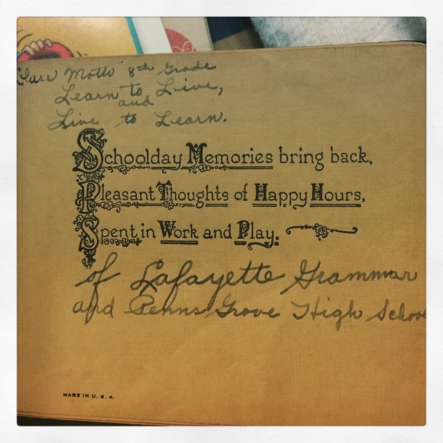 Instagram: Cleaning house and found my grandmother's autograph book from the 1930s.