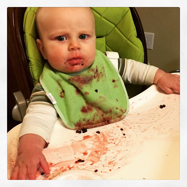 Instagram: Blackberries + baby led weaning = scene from Dexter #blw