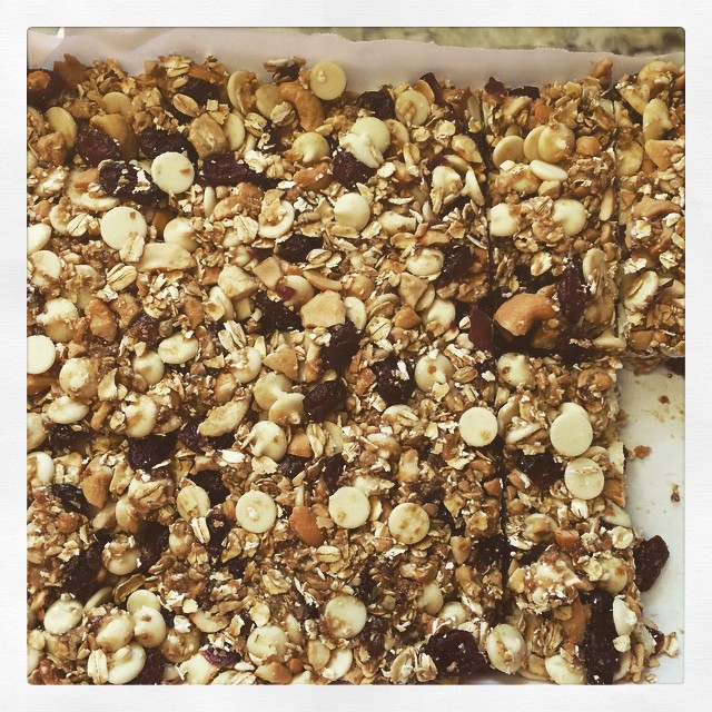 Instagram: Cranberry Cashew White Chocolate granola bars for Erik and Schlamby's kayaking trip