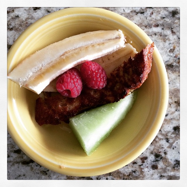 Instagram: Valentine's Day breakfast for e: French toast and fruit.