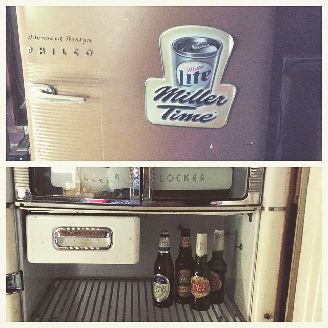 Instagram: House hunting today with all our parents. Came across this gem of a fridge in a garage.