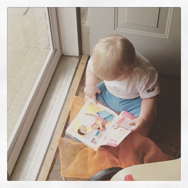 Instagram: Watching the storm and reading Highlights! Thanks Sharon!! E loves his Highlights!