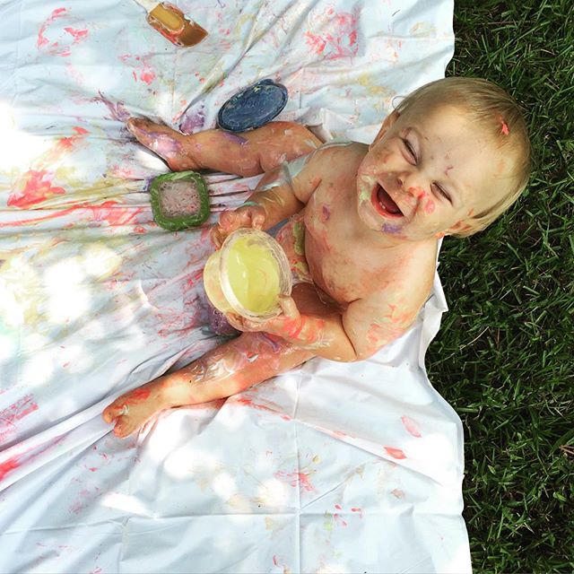 Instagram: A little finger painting and snacking with yogurt. #messiness