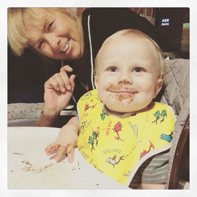 Instagram: Celebrating Aunt Carol with chocolate cake and sherbet! Happy Birthday! We're so glad you came to visit us in SC!