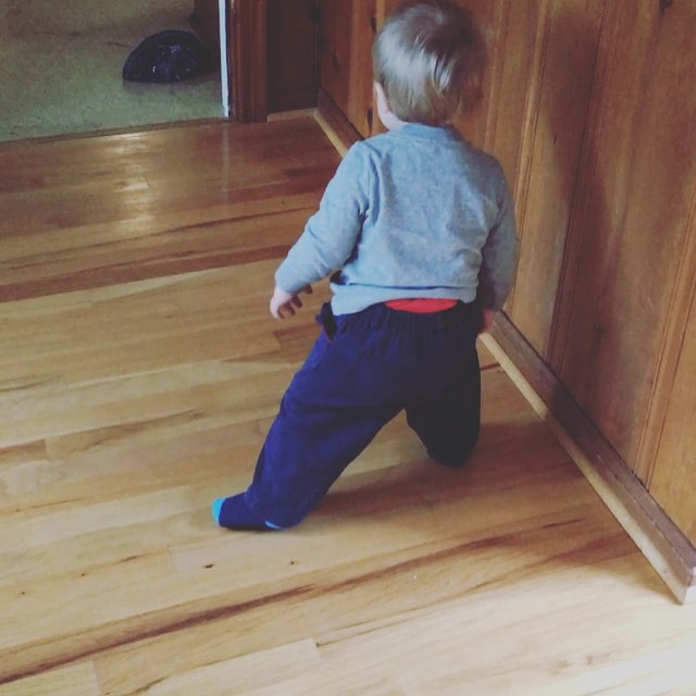 Instagram: As much as mama hates socks, wet and chill led to kiddo's first experience walking/galloping in socks. And we win as parents for documenting it.