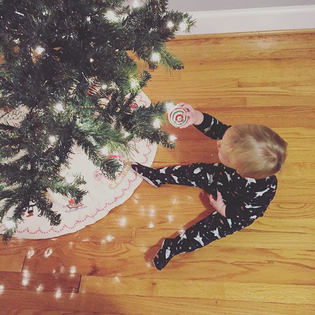 Instagram: Hanging his first ornament.