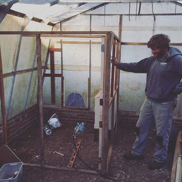 Instagram: The frame of the greenhouse chicken coop. (Really, he rocks!)