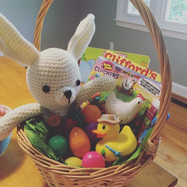 Instagram: E's Easter basket… Bunny made by Grammy.