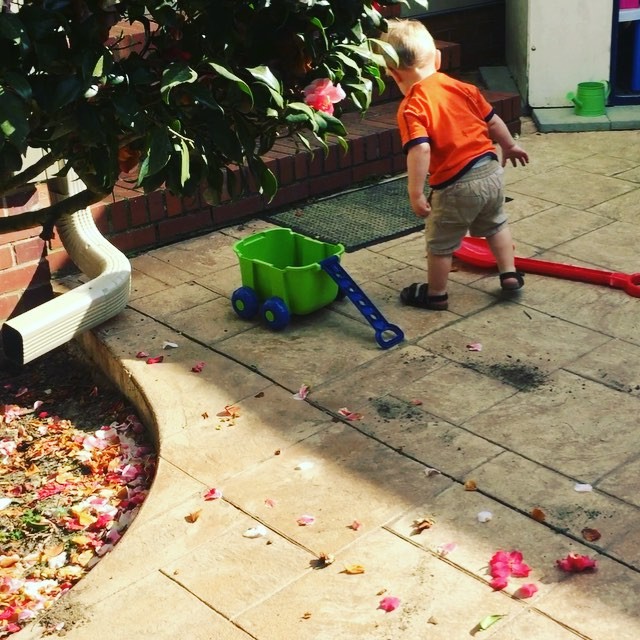 Instagram: Our busy little bee playing with our Pass It On Kidsignment purchases. #dirt