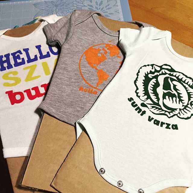 Instagram: Simultaneous napping for two days and a great husband allowed for some freezer paper stenciling on custom onesies.