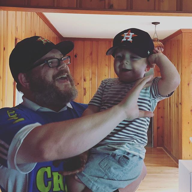 Instagram: Not quite sure about the ball cap. #astros #toddlerfashion