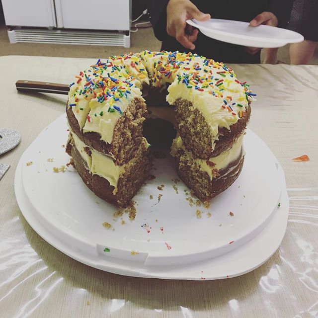 Instagram: A "donut grow up" birthday cake for our after-Mass get-together at St. Gerard's.