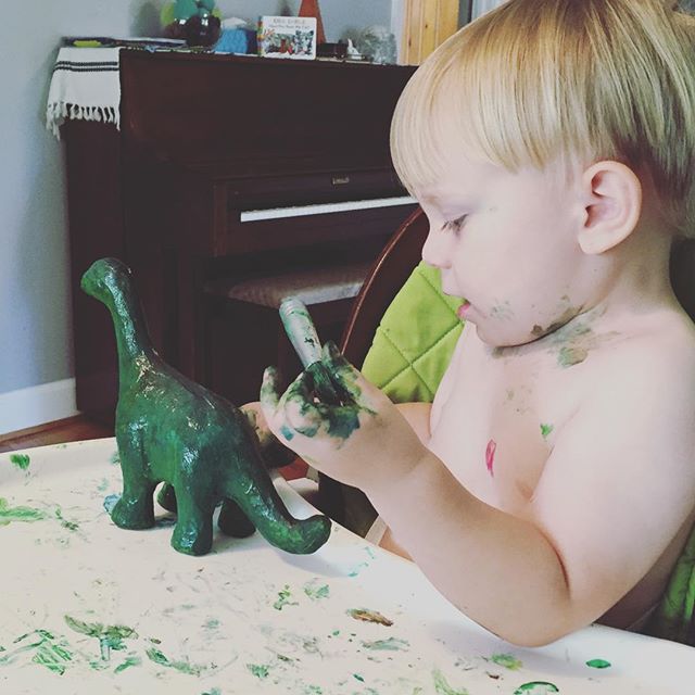 Instagram: Painting a birthday dino for Ace. #handmadegift