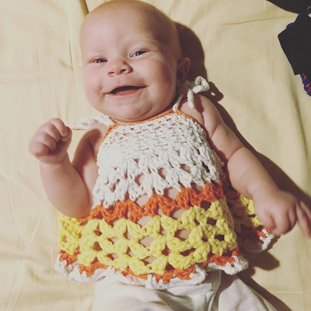 Instagram: Wearing Grammy D this Sunday. #babyfashion #handmade