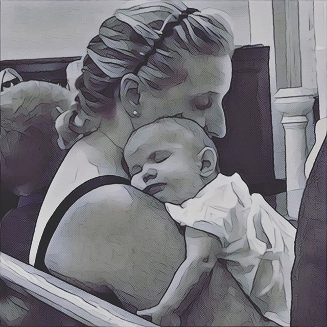 Instagram: Snuggles with momma after her baptism. #prisma