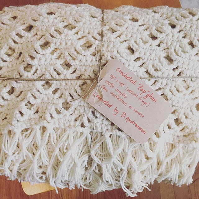 Instagram: "Lap"ghan (a smallish afghan) made by my momma for the St. Gerard Fall Festival Silent Auction! #handmade