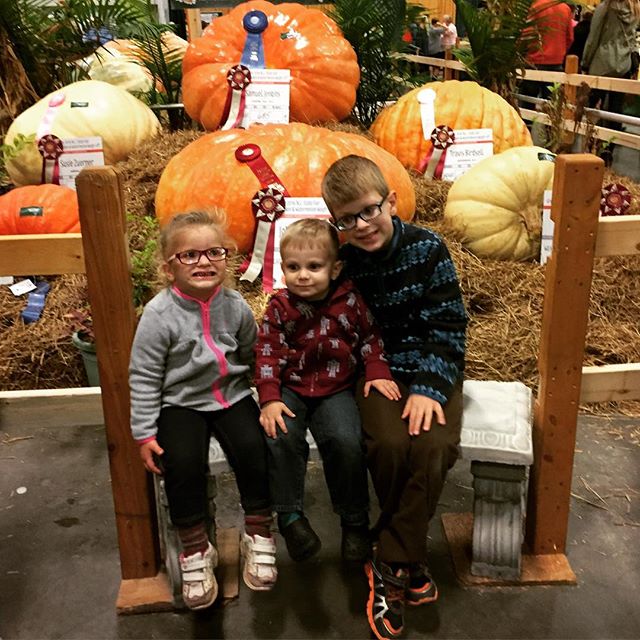 Instagram: All smiles with the award-winning pumpkins. #toddlerobsession #pumpkins