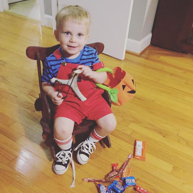 Instagram: Dennis the Menace with his slingshot and loot.