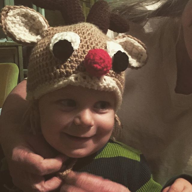 Instagram: Grammy is a crocheting sweatshop. Too cute! #toddlerfashion #rudolftherednosereindeer