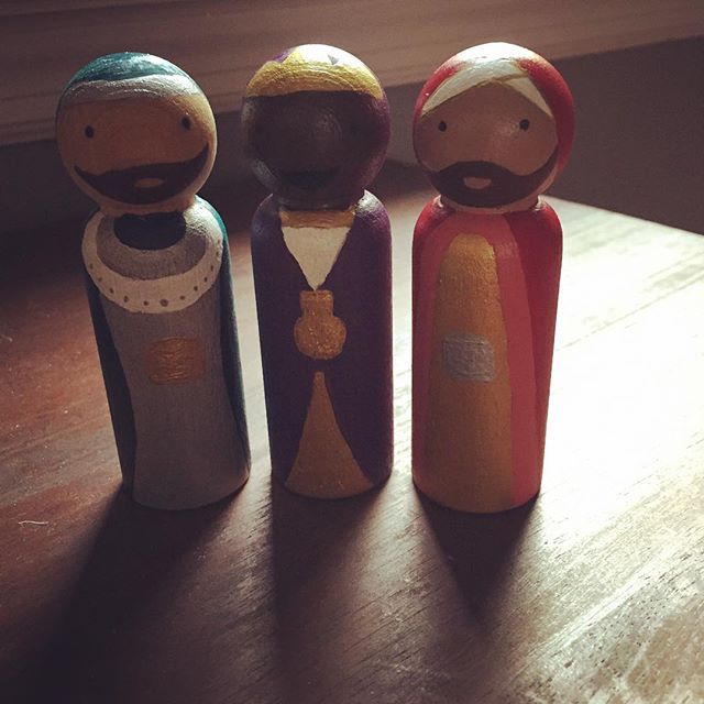 Instagram: The "wise guys" in the morning light. #pegdoll #handmade #nativity