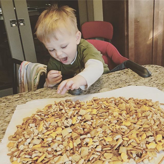 Instagram: Making (and eating) Christmas snacks with Grammy. E has Andreassen blood in his veins.