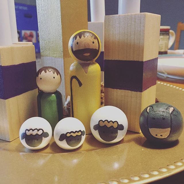 Instagram: The Shepherds have made their entrance. And their sheep and a little donkey. #pegdoll #nativity