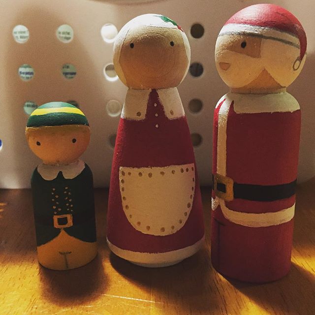 Instagram: The Clauses and Buddy. #pegdolls #handmadechristmas