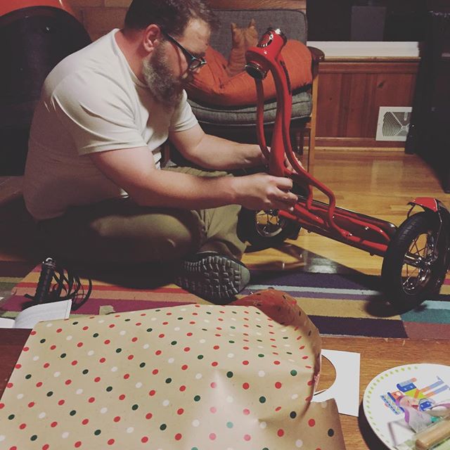 Instagram: Parental rite of passage: after midnight wrapping and assembly.